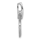Sterling Silver Rhodium-plated CZ Polished Textured Doorknocker Pendant